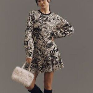 Anthropologie Black and Cream Long Sleeve Dress